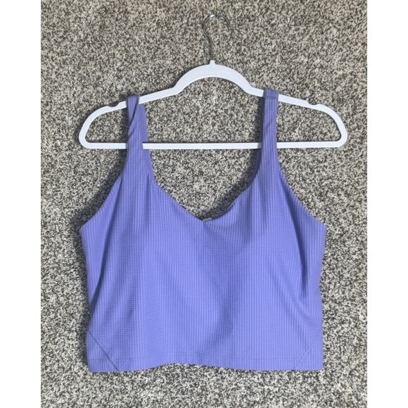 Lululemon Womens Sz 14 Scoop Neck Yoga Tank Top Grid Texture Dark Lavender - Picture 1 of 8